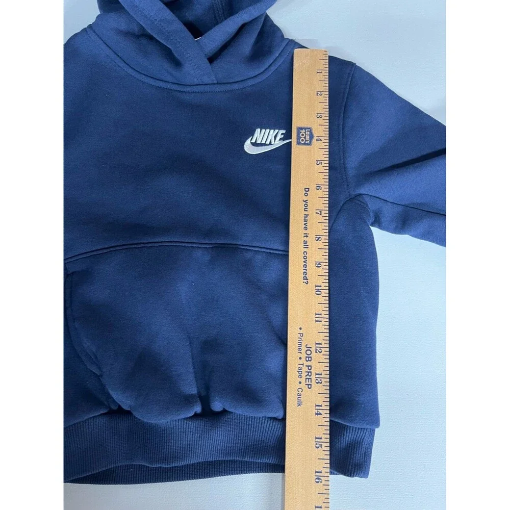 Nike Hoodie Navy Blue Kids XS 4 Fleece Lined Embroidered Logo